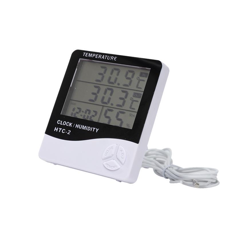 HTC-2 Digital Thermohygrometer: Indoor Temperature & Humidity Monitor with Alarm Clock & Date Display