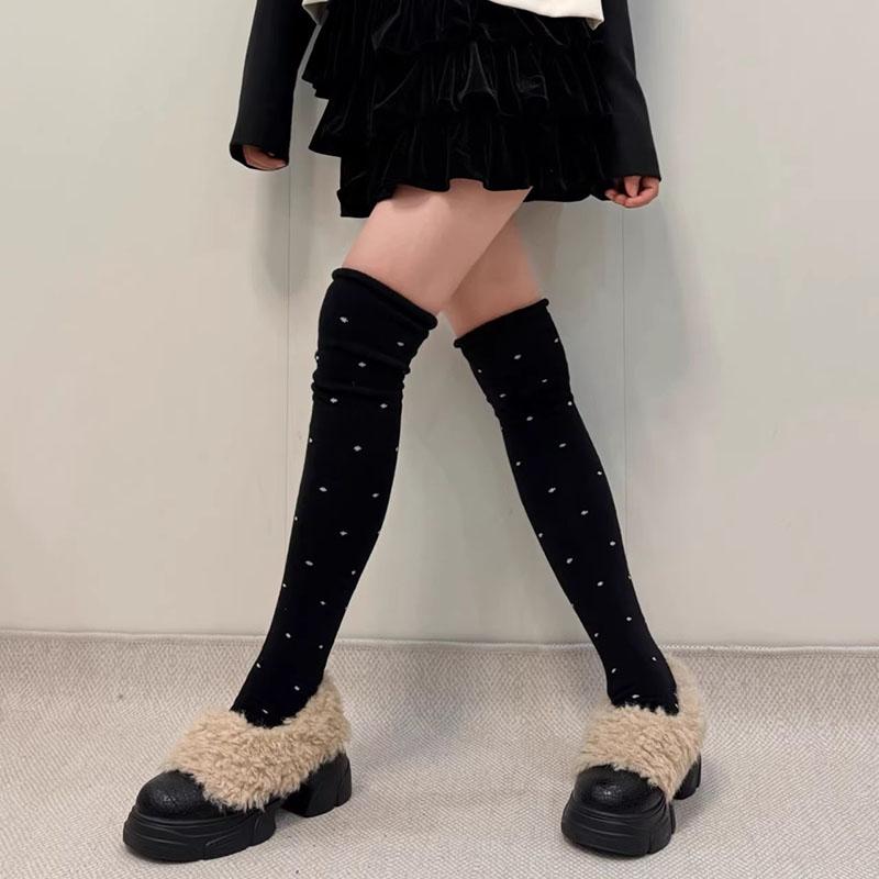 Wave Dot Over Knee Socks Sweet Warm Winter Pile Up Long Socks Tight Mouth No Slipping Cotton Socks Women Stockings 2026 New