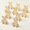 10pcs Unfinished Wooden Easter Bunny 3D Rabbit Wooden Stand Ornament Cutouts Craft for DIY Painting Table Decoration Easter