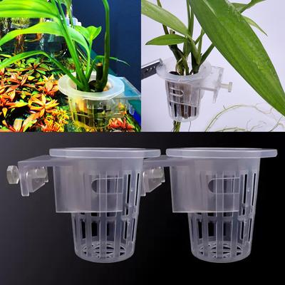 1/2Pcs Hängen Aquarium Pflanze Halter Einstellbare Fisch Tank Pflanzer Tassen Pflanzer Tassen Für Aquascape Dekoration