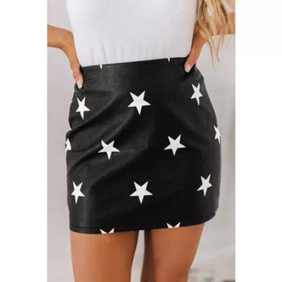Star Black Fit Unique Slim Skirt Fashion Designer Lambskin Women's Sexy Genuine Leather