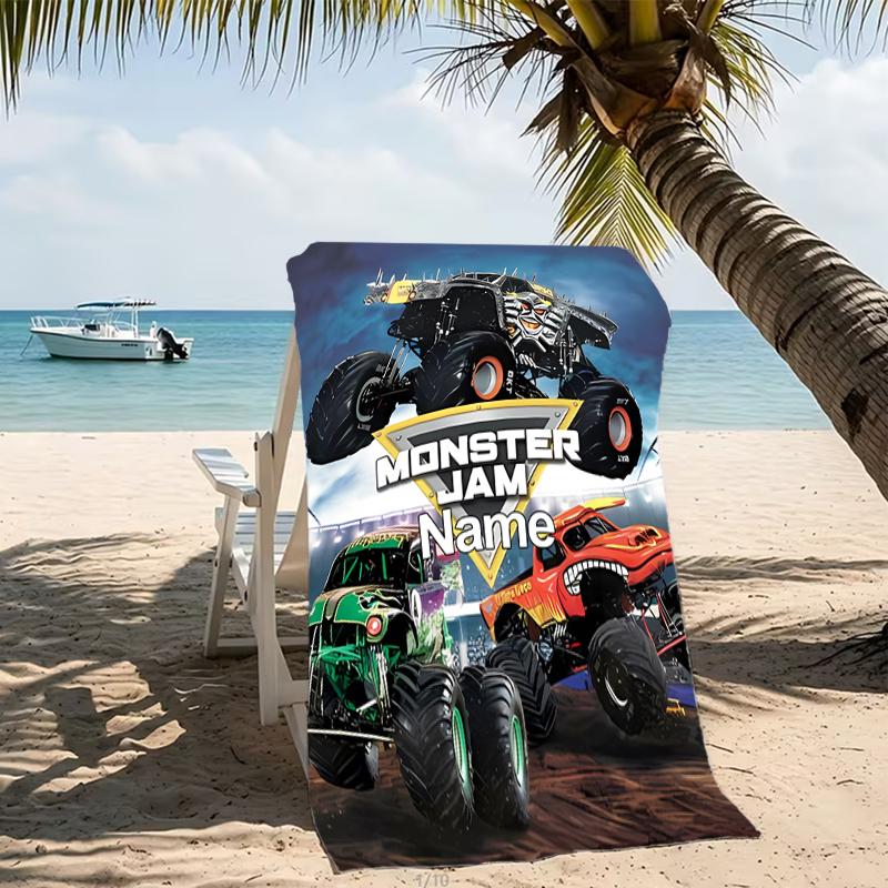 Customizable personalized beach towels Monster Jam themed designs.Suitable for the beach, yoga, sports;ideal as beach accessories