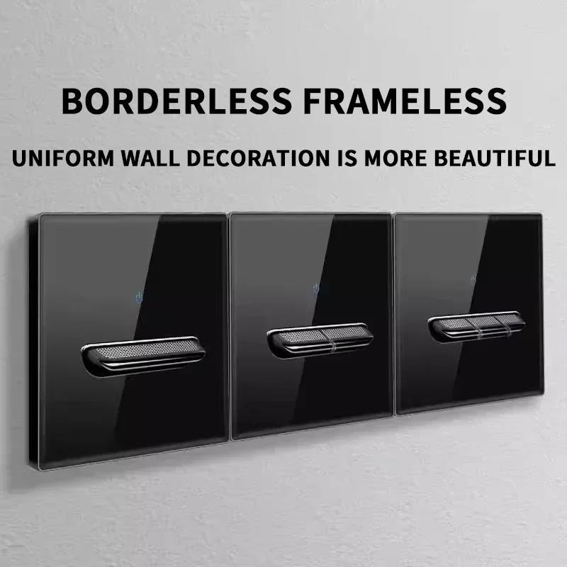 Britische Französische Standard-Schaltersteckdose aus gehärtetem Glas mit Kontrollleuchte, Selbstrückstellung, 1 2 3 4-fach Wandpanel-Steckdosen, 2 USB-Steckdosen
