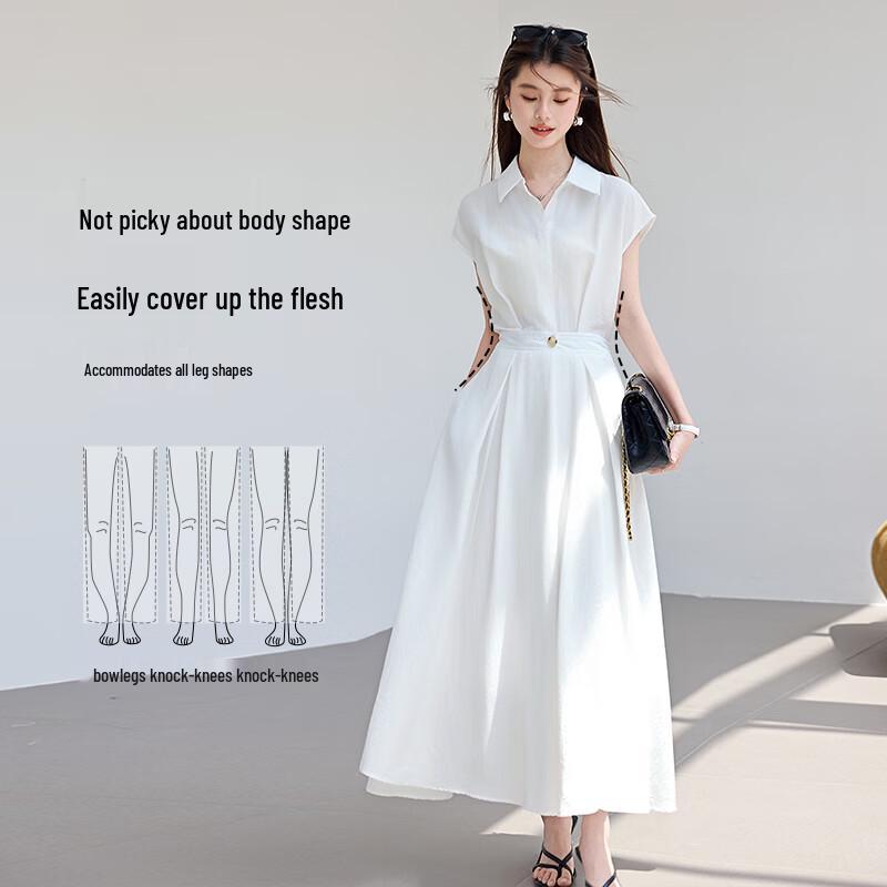 VICTORIA&VERA Women's Short Sleeve Polo Collar Midi Dress