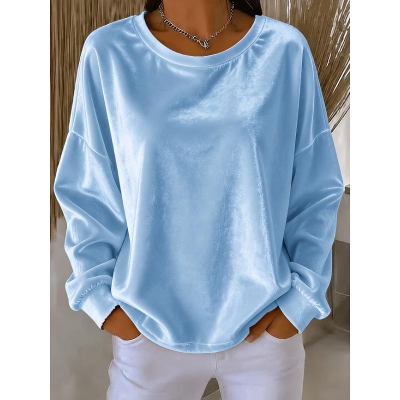 Maglietta a maniche lunghe casual da donna in velluto