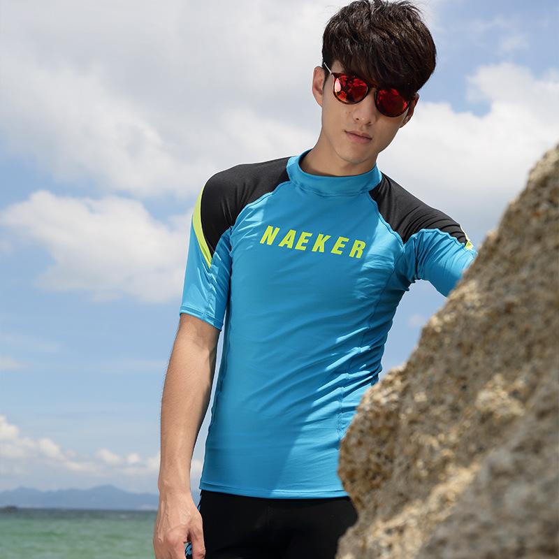 Men s split zipper wetsuit long-sleeved surf suit sun protection jellyfish suit quick-drying swimsuit snorkeling suit M