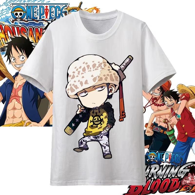 One Piece Anime Character Printing Oversized Cotton Tshirt Men and Women Comfortable Y2K Childrens Clothing Summer Tshirt