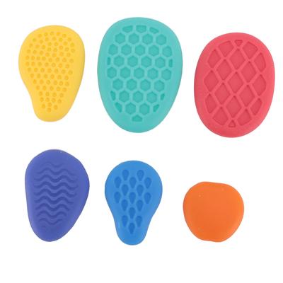 6 Pcs Textured Sensory Stones Silicone Different Patterns Soft Touch Sensory Stones for Boys Girls