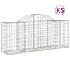 VidaXL Paniers à gabions arqués 5 pcs 200x50x80/100 cm Fer galvanisé, gabion, cage de gabion, panier de mur de gabion, mur 3146302