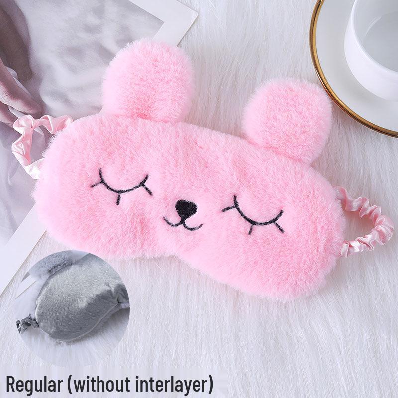 Cute Cartoon Rabbit Ears Plush Silk Eye Mask with Hot and Cold Pack - Comfortable Sleep Mask Available
