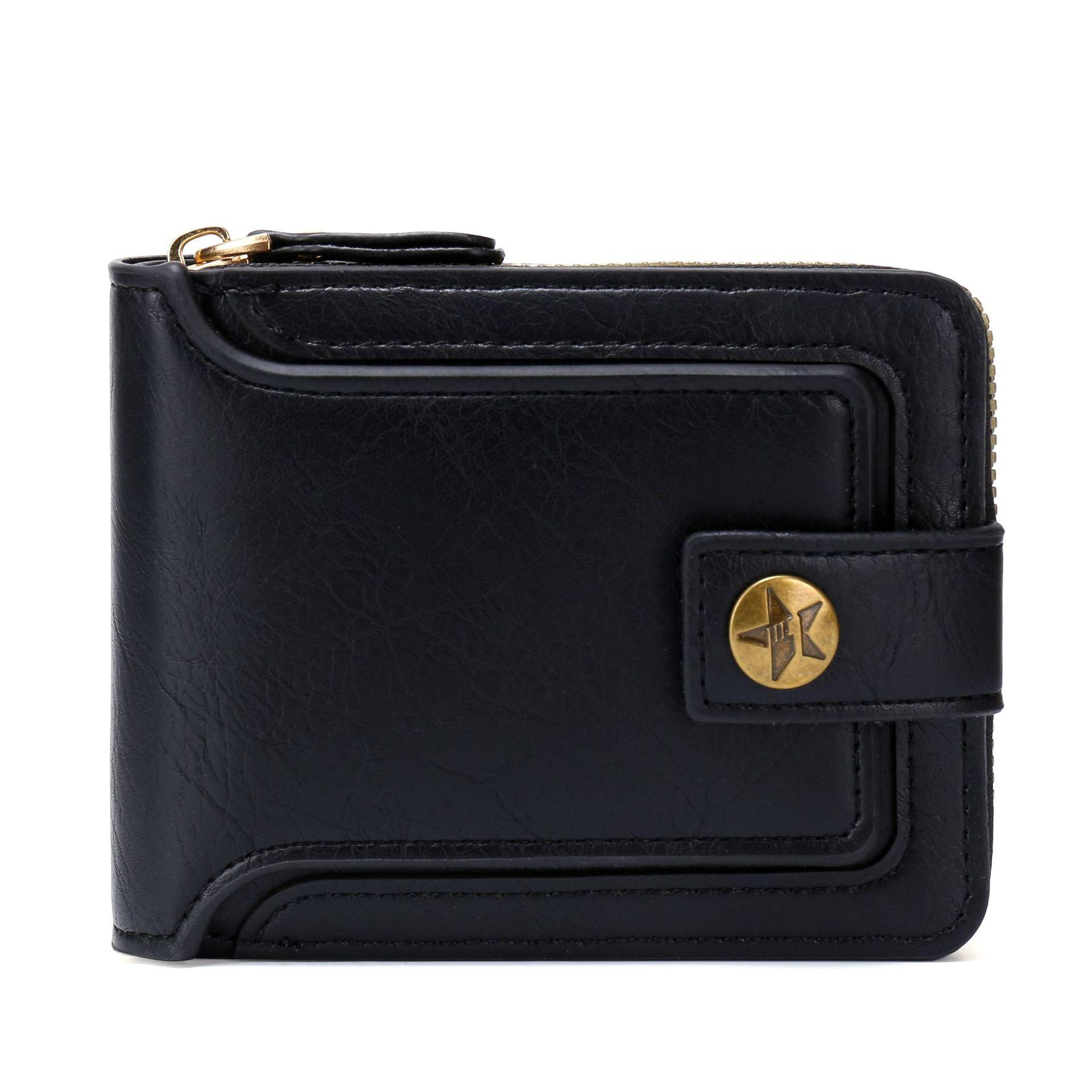 

Винтажный мужской маленький кошелек из высококачественной ПУ кожи, короткий горизонтальный, на молнии, с карманом для монет, тройного сложения, картхолдер, кошелек billetera hombre