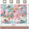 2D flat banner 1 piece per pack featuring a boy/girl baby gender reveal theme with bears balloons and clouds