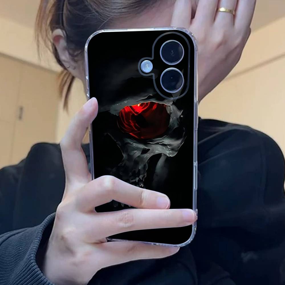 Terror Black Skull Clear Silicone Soft TPU Phone Case For Iphone 17 16 15 14 Plus 13 12 Mini 11 Pro Max Shell Capa