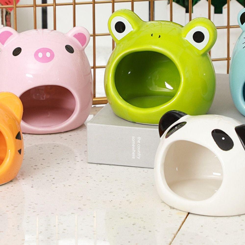 Ceramic Pet Small House Animal Shaped Hamster Bed Heat Dissipation Hamster Nest  Golden Bear