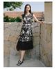 Jiuzi Anna Kou Elegant, Light, Mature, Artistic Flower Sleeveless Silk Waist Dress for Women 2025 Summer New Style