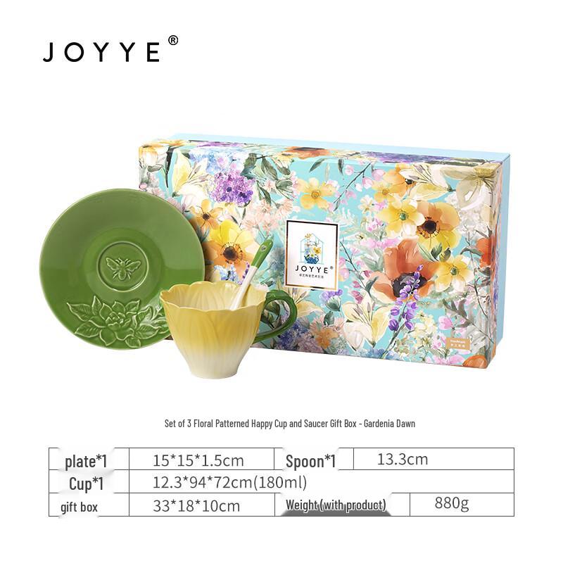 JOYYE Blooming Joy Ceramic Tea Cup & Saucer Set