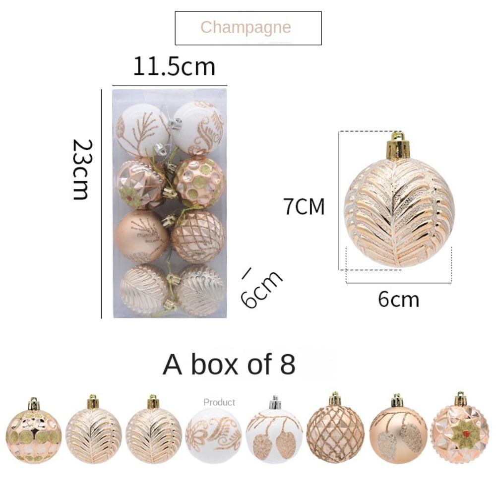 

8PCS/Box Electroplated Painted Ball Christmas Tree Ornament Plastic New Year Christmas Gifts Boxes Pendant DIY Crafts Painted