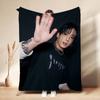 Cool Leather Jacket Peace Sign Portrait Flannel Printed Blanket Comfortable Skinfriendly Throw Blanket For Living Room Air Conditioner Room Home Decor