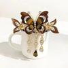 Fashion Elegant Zircon Butterfly Tassel Hairpin Accessories For Women Retro Ethnic Style Small Crab Clip Headwear Jewelry Gift