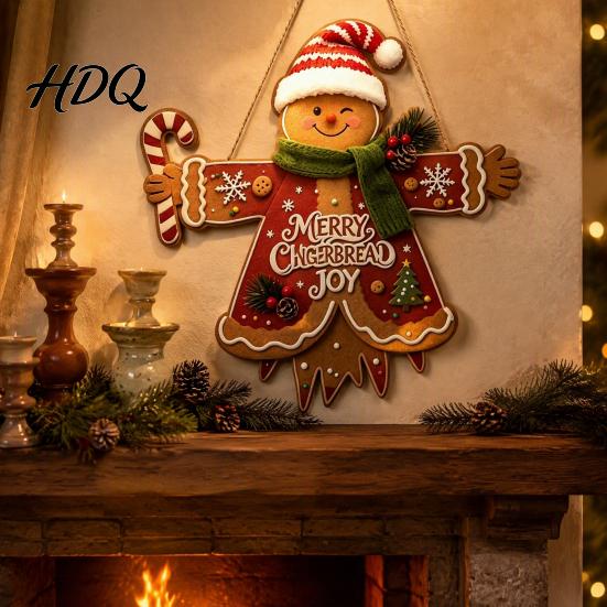 Xmas Window Decorations Wooden Christmas Hanging Pendant Cartoon Welcome Sign for Front Door Ornaments Wall Decor