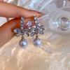 Women's Pearl Rhinestone Clip On Earrings No Piercing Needed Sweet Elegant Versatile Dangle Ear Clips