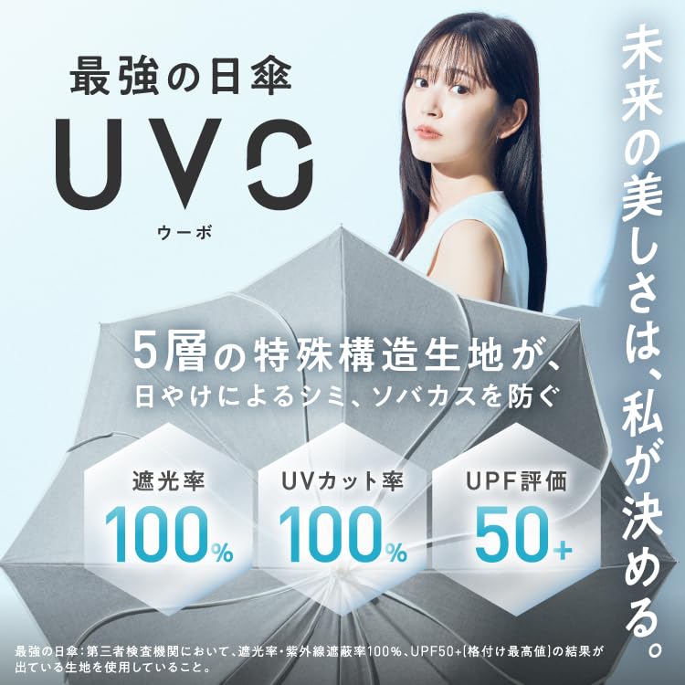 UVO Folding the Ultimate Solid Light Blocking UV UPF Heat Suitable for Rain or Can Also Be Used As a Long Stylish Bamboo Wpc. (Ubo) Umbrella, Parasol,