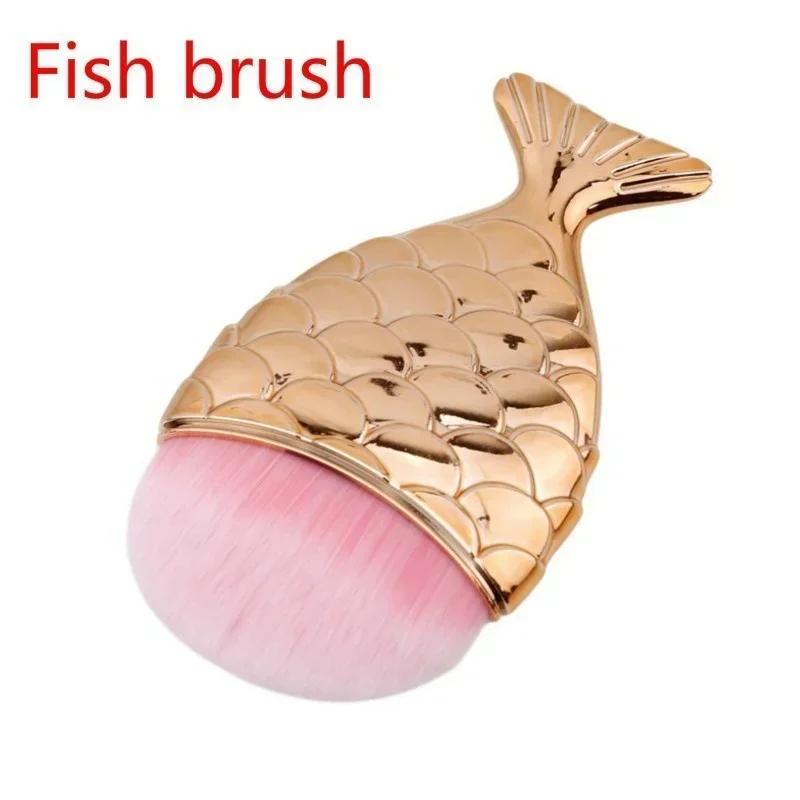 11pcs Diamond Rose Gold Makeup Brush Set Mermaid Fishtail Shape Foundation Powder Cosmetic Brush Rainbow Eyeshadow Brush Set