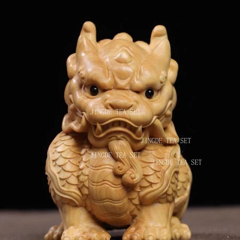 Thuja sutchuenensis Solid Wood Carved Tea Toys Kirin Tea Pet Ornament Home Crafts and Cultural Toys Kung Fu Tea Set Accessories