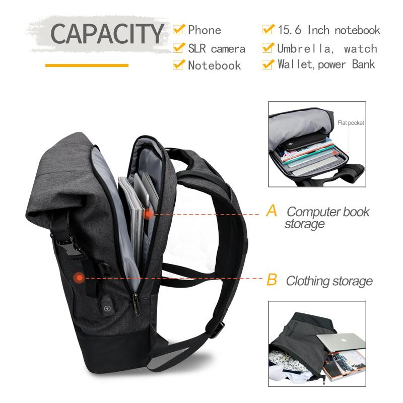 Men Large Capacity Backpack USB Laptop Backpack Men Waterproof Travel Bags Casual School Backpack