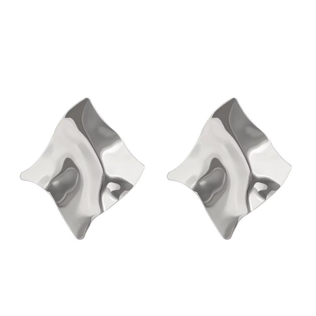 Exaggerated Gold Color Heart Oval Earrings For Women Metal Earing Jewelry Trending Irregular Wrinkled Geometric Earrings