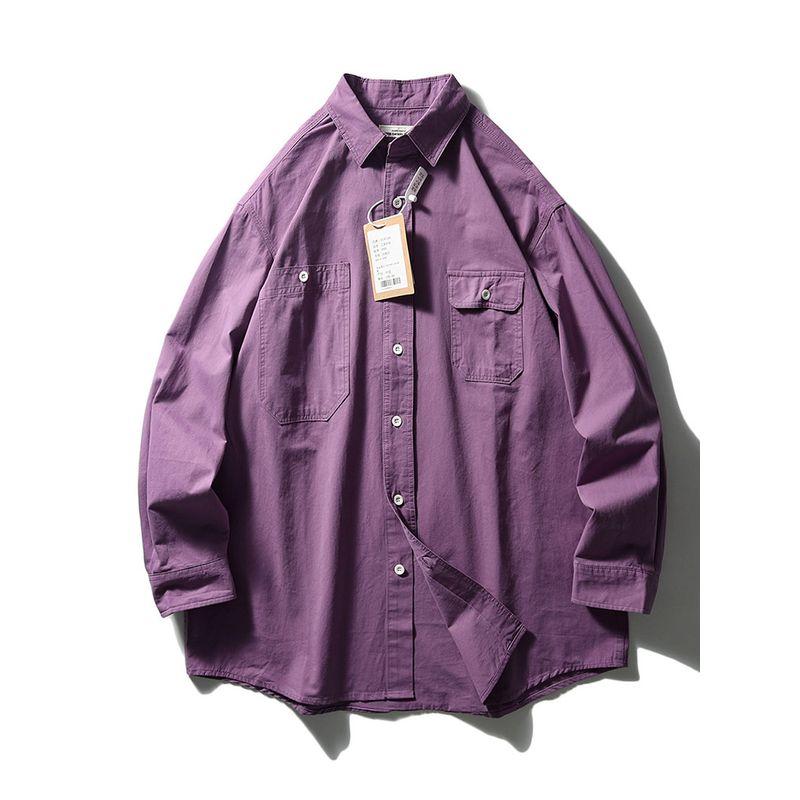 American Retro Workwear Shirt Men Long Sleeves Spring & Fall Profile Outwear Export Export Men's Clothing Loose Casual Shirt