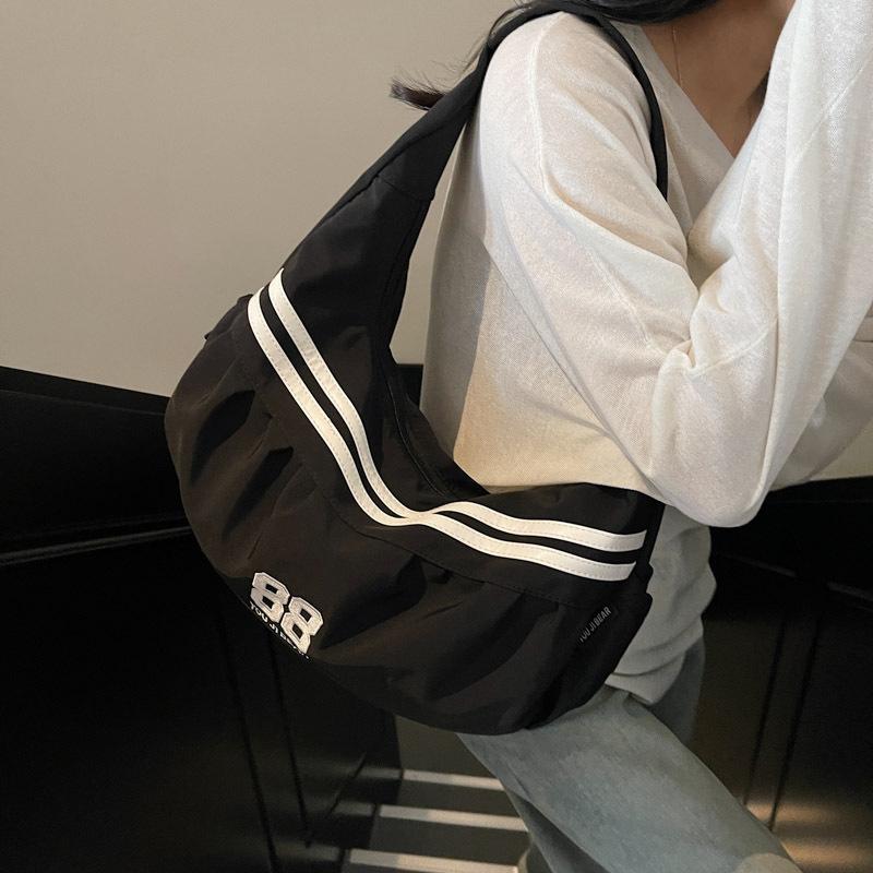 Underarm Casual Dumpling Bag New Contrasting Striped Canvas Bag Large Capacity Versatile Shoulder Bag