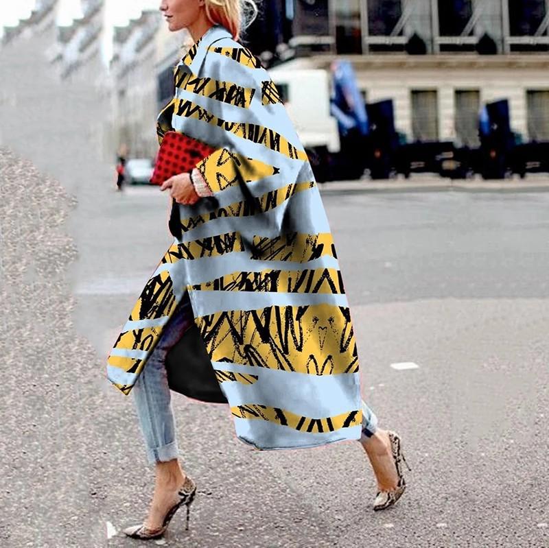 

Женский длинный тренч свободного кроя с принтом и длинными рукавами-клеш, весна/осень 2025 L