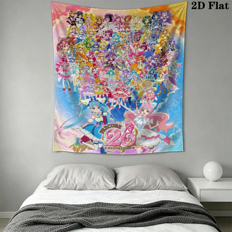Pretty Cure Wall Tapestry Aesthetic Wall Hanging Printed Fabric Blanket Decorative Tapestries for Bedroom Living Room Home Decor