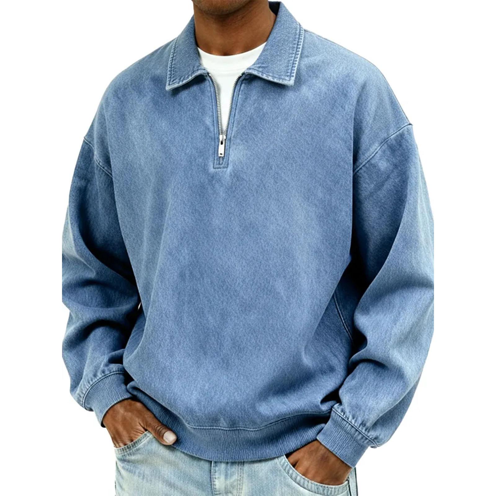 

Men s Quarter-Zip Collared Sweatshirt XL синий