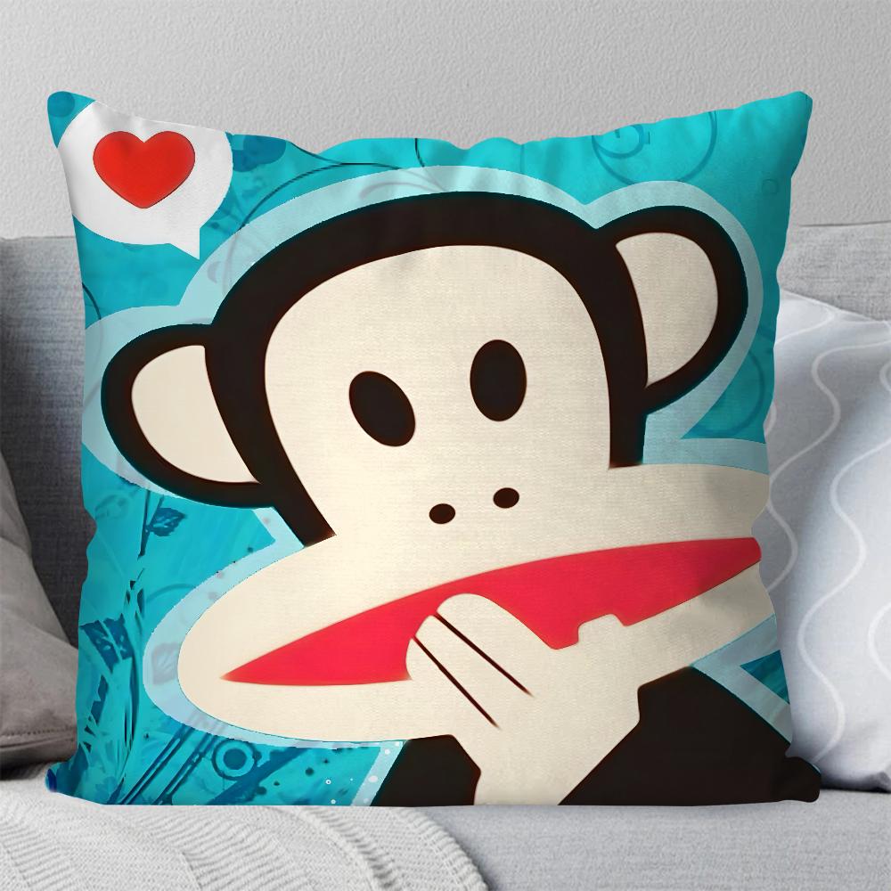 Cartoon P-Paul Frank Monkey Pillow Case Square Pillow Bedroom Sofa Leisure Comfort Cushion Car Living Room Home Decoration 40X40