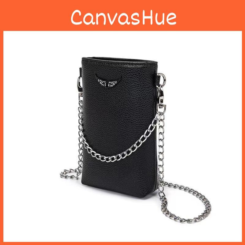 Crossbody Simple Shoulder Bag With Chain And Wing Rhinestone Decor For Daily