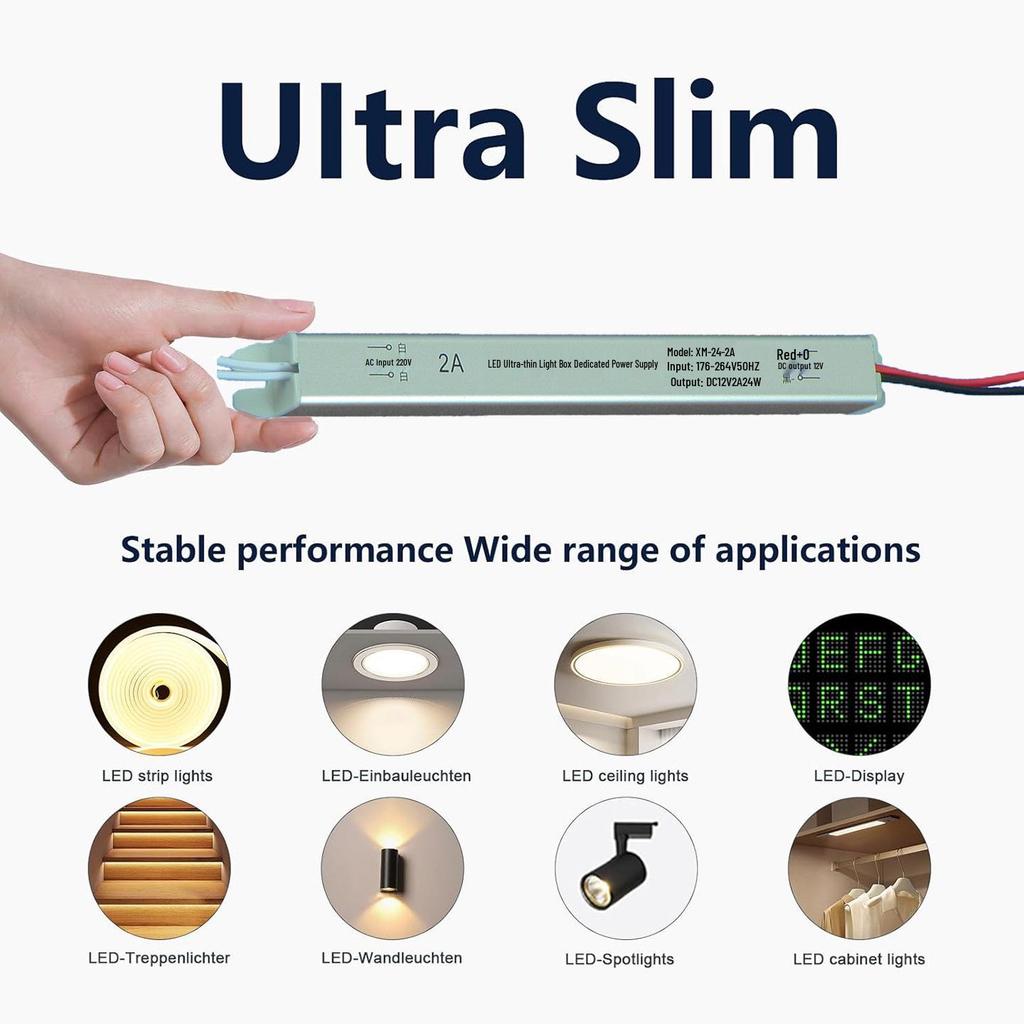 12V Ultra Slim LED Power Supply for Strip Lights