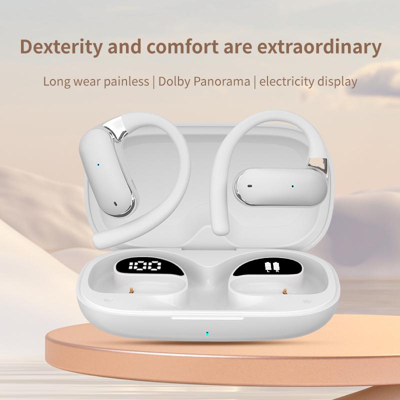 Căști Wireless cu Cârlig pentru Ureche, Fără Durere, Set de Căști Sport HiFi cu Anulare a Zgomotului, Stereo, pentru Muzică, cu Microfon HD, Latentă Scăzută, Impermeabil