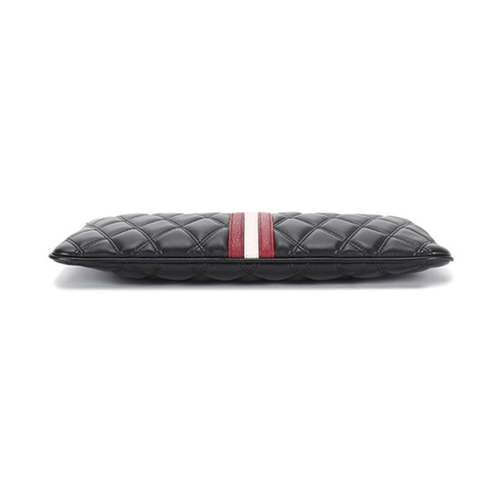 Bally Dasky Quilted Diamond Stripe Leather Clutch Shoulder Bag Women Bags Black Red White 6237061