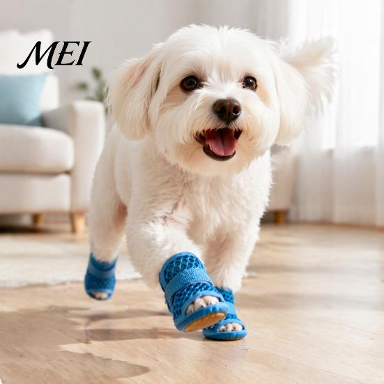 Durable Paw Protection for Hiking 4Pcs Dog Shoes Hot Pavement, Breathable Mesh Boots, Summer Adjustable Hook And Loop Protectors with Non-slip