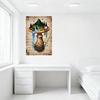 Vintage Metal Tin Sign Mushroom Fairy Tale Landscape with Waterfall Flowers for Home Bar Wall Decor