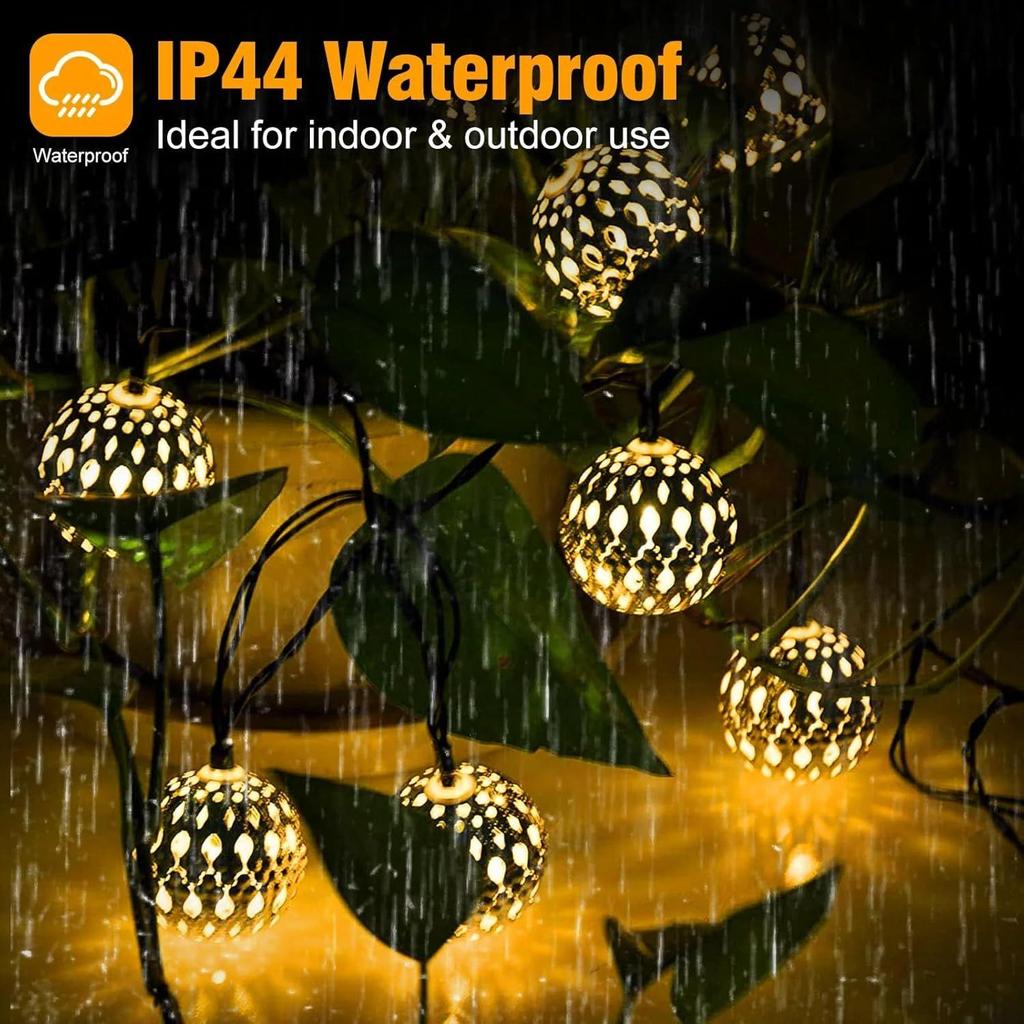 Metal Ball Light for Decoration - 3.8 Meter, Moroccan Ball Light, Led Light for Home Decoration, String Light for Decoration
