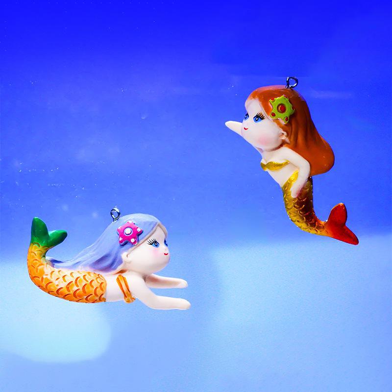 Kreativ Flytende Havfrue Mikrolandskapsornament - Tegneserie Havprinsesse Dekorasjon for Akvarier