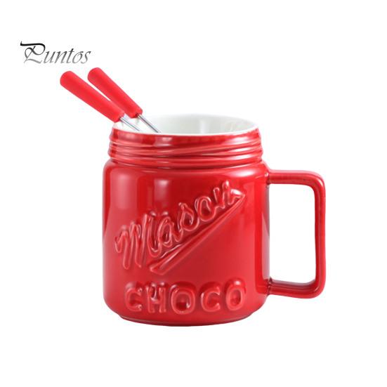 

Кружка для шоколадного фондю Мини-горшок для плавления масла Керамическая чашка для плавления шоколада 130 мл Многофункциональный подогреватель масла для карамельных тапас красный