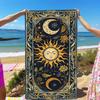 Boho Sun And Moon Print Beach Towel–Quick Dry,Sand Free,Absorbent,Pool,Travel,Yoga–Celestial Floral Pattern Bath Towel For Adult