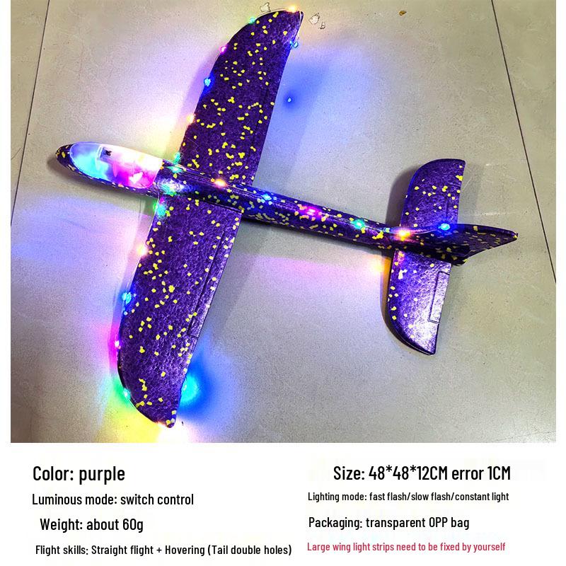 Children's 48CM Luminous Foam Glider Toy - Pure White Model for Outdoor Play