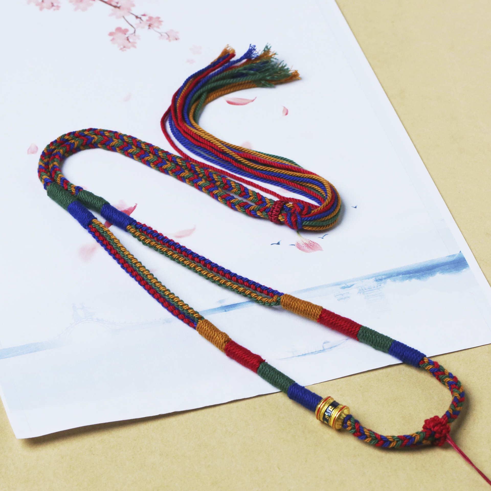 

Тибетский плетеный вручную шнурок для ожерелья из восьми нитей хлопка с безопасной застежкой для амулета Тханка No Specification