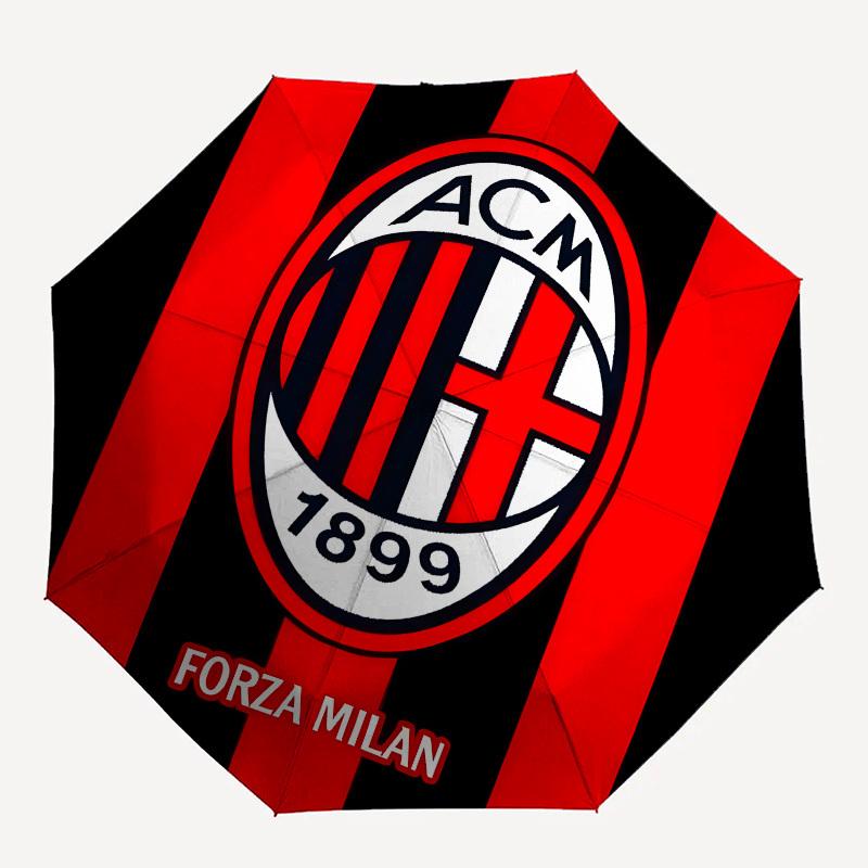 AC Milan, Forza Milan- Automatic Opening and Closing, 8-rib Structure Portable Umbrella, Suitable for Men and Women in All Seasons - Perfect