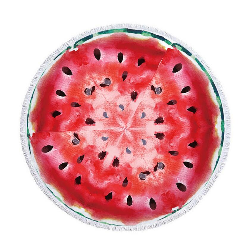 Watermelon Orange Microfiber Round Beach Towel Fruit Theme Shower Bath Towel Summer Swimming Circle Towels Yoga Mat With Tassel